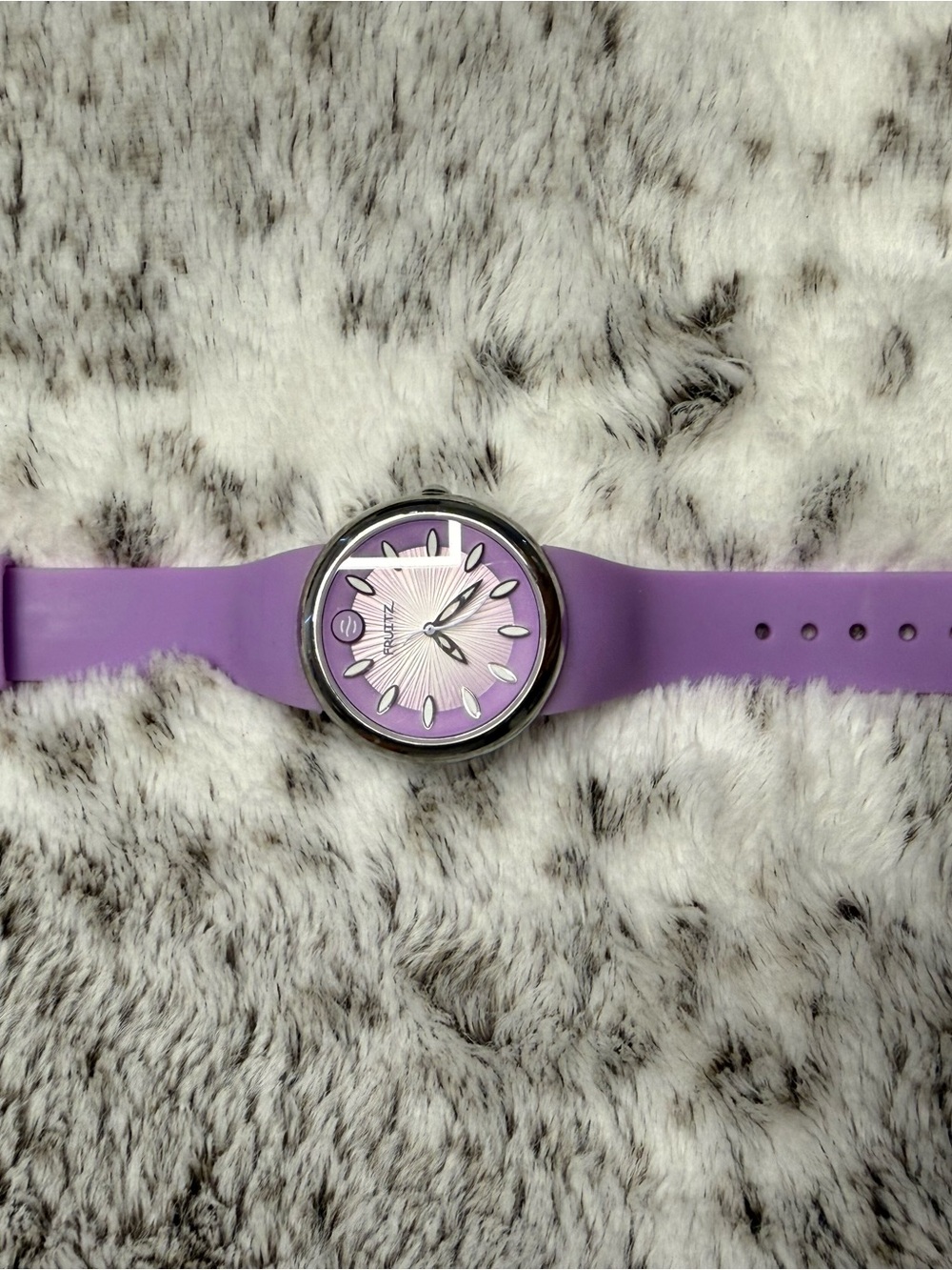 Philip Stein Lavender Silicone Strap Watch with Pink Dial